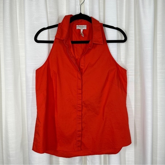 Laundry by Shelli Segal orange sleeveless button down blouse - Picture 1 of 7